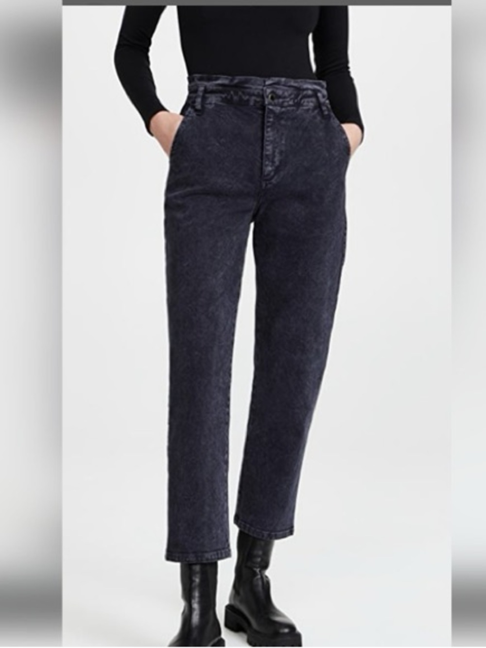Le Jean High-Rise Straight Jeans in Washed Black